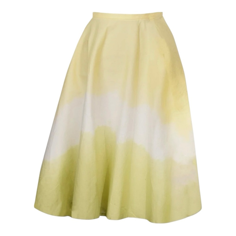 NWT LAFAYETTE 148 YELlOW‎ WHITE COTTON MINI SKIRT SIZE 2  $298